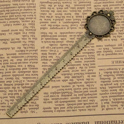 2-Piece 20mm Ruler Bookmark Base – Cabochon Setting (Vintage Metal)