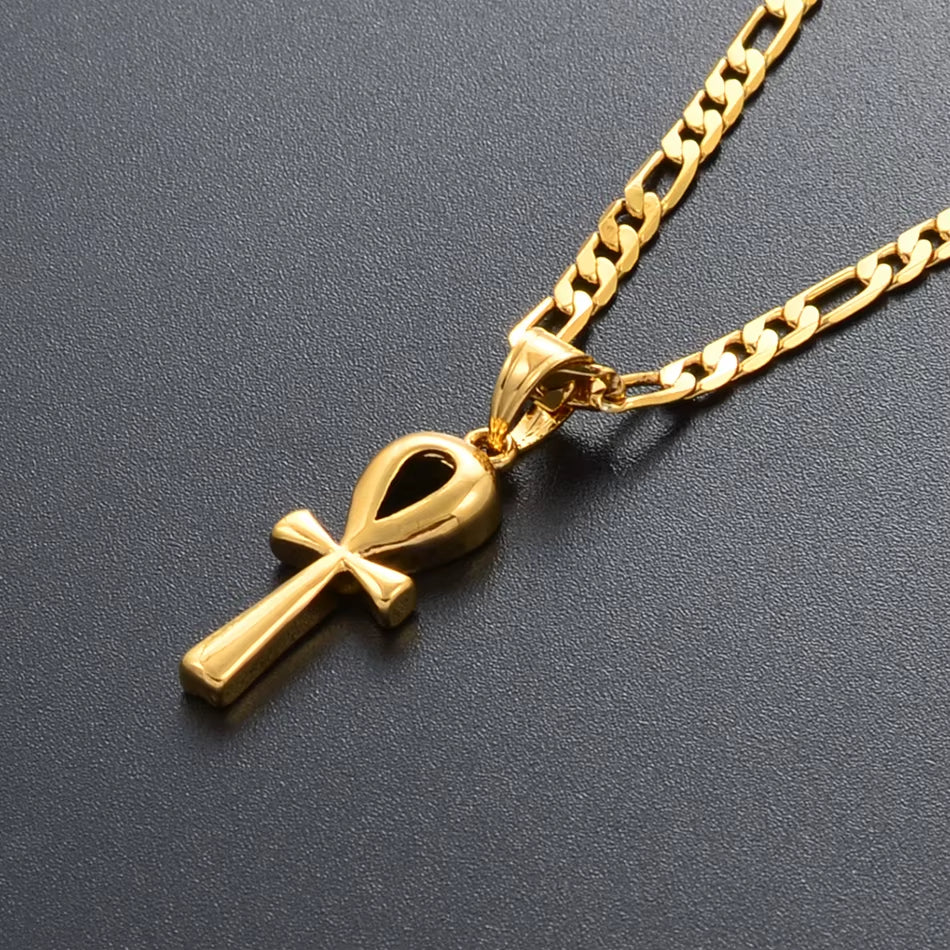 Gold Ankh Pendant Necklace Key of Life – 1 inch