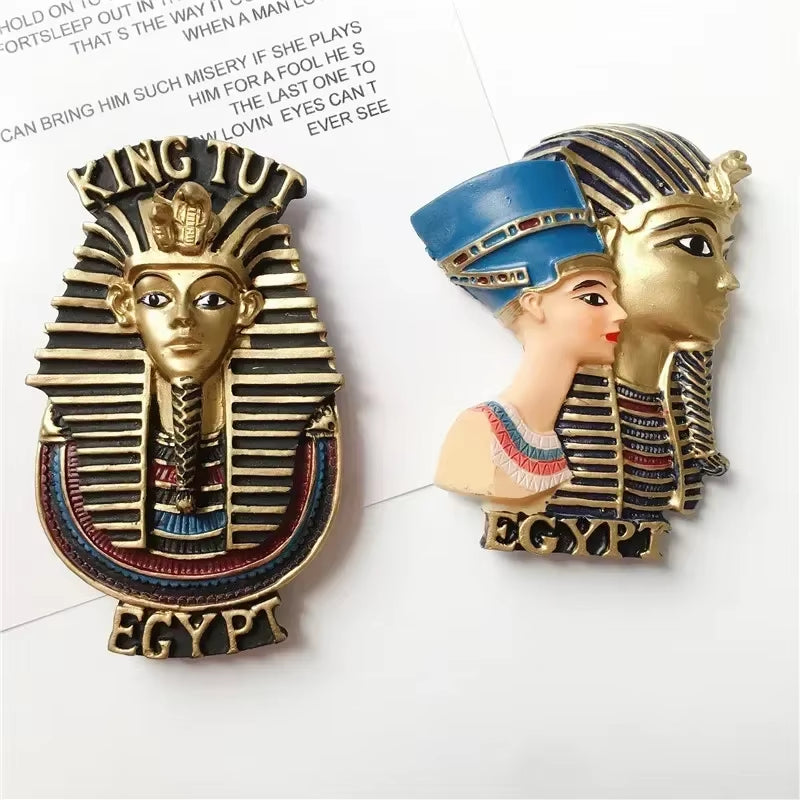 Egyptian Pharaoh &amp; Anubis Fridge Magnet Resin Souvenir Decorative Accent