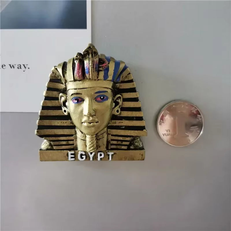 Egyptian Pharaoh &amp; Anubis Fridge Magnet Resin Souvenir Decorative Accent