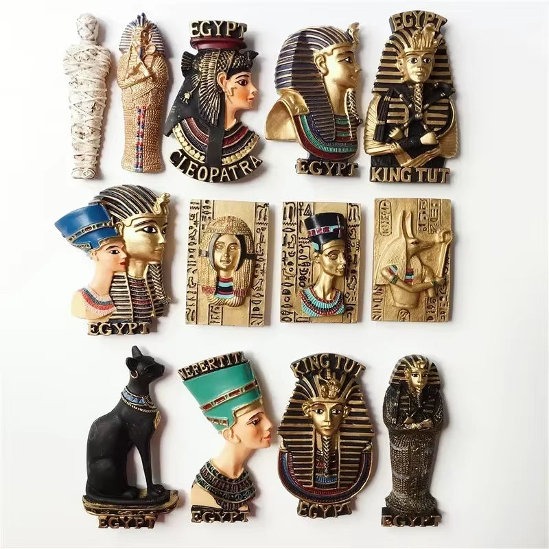 Egyptian Pharaoh &amp; Anubis Fridge Magnet Resin Souvenir Decorative Accent