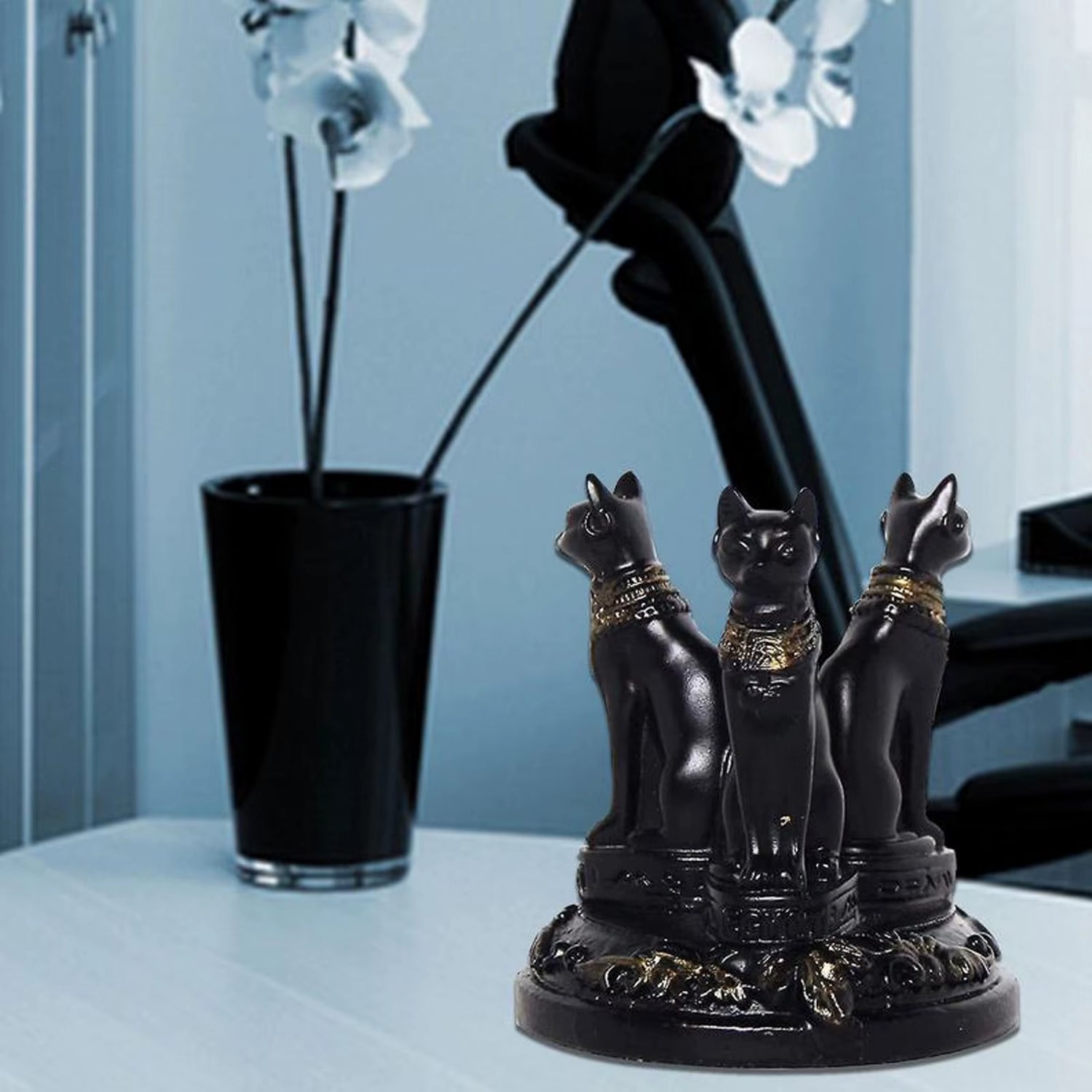 The Triple Guardian of Bastet Crystal Sphere Stand