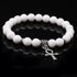 Cinnabar & Tridacna Ankh Bracelet 8mm Natural Stone Beads | 19cm