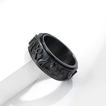 The Sigil Band – 8mm Vintage Stainless Steel Egyptian Symbol Spinner Ring  Unisex | Sizes 6–12
