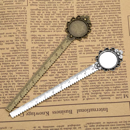 2-Piece 20mm Ruler Bookmark Base – Cabochon Setting (Vintage Metal)