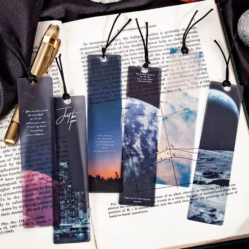 Space Tour Series PVC Bookmarks Moon &amp; Dusk Theme – 5 Pieces per Pack
