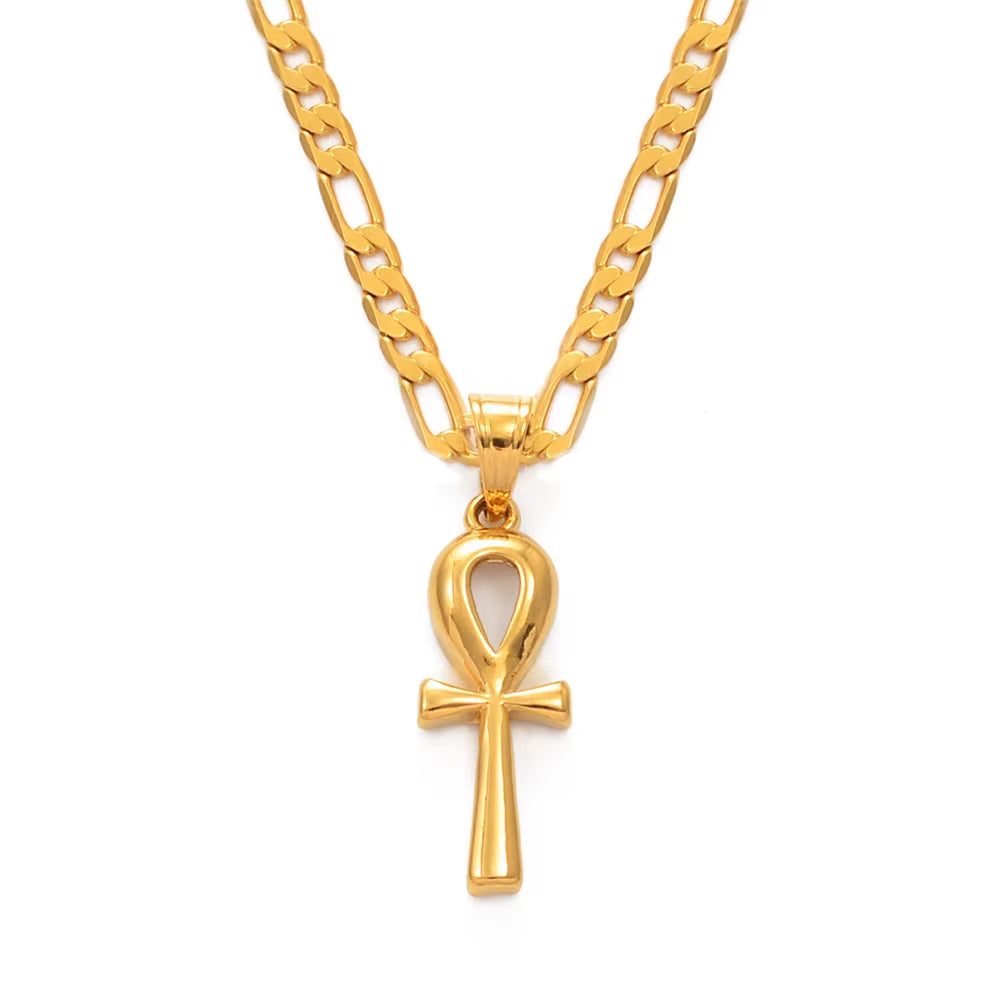 Gold Ankh Pendant Necklace Key of Life – 1 inch