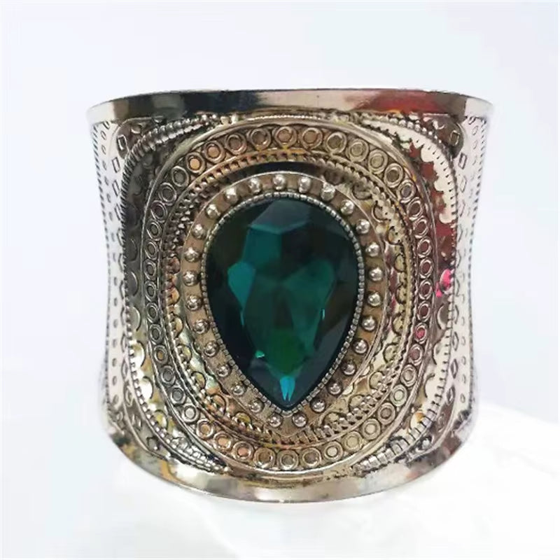 Ornate Stone Cuff Bracelet Vintage Bohemian Statement Piece
