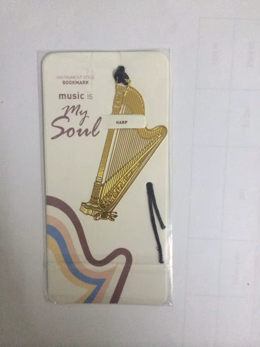Musical Instrument Metal Bookmark - Organ Harp 