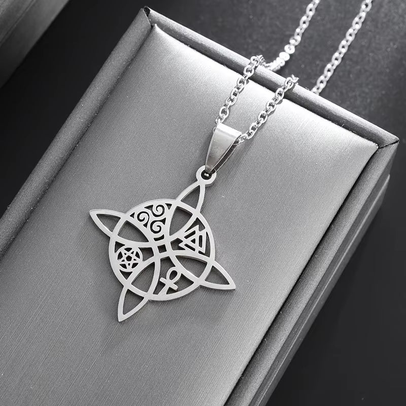 Stainless Steel Ancient Egyptian Ankh Cross Life Key Totem Necklace Men and Women Lucky Amulet Jewelry