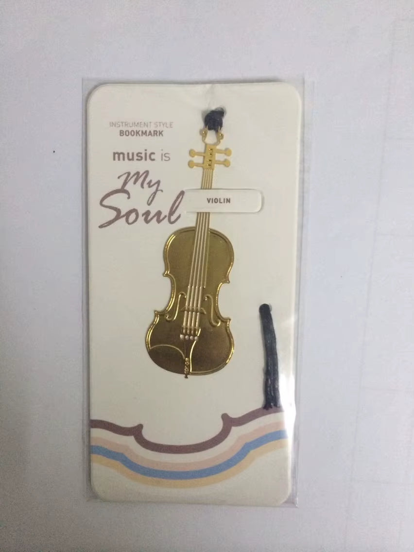 Musical Instrument Metal Bookmark - Organ Harp 
