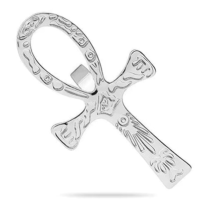 Carved Ankh Band Ring Adjustable Vintage Finish | Symbol of Life