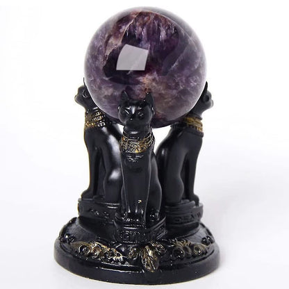 The Triple Guardian of Bastet Crystal Sphere Stand