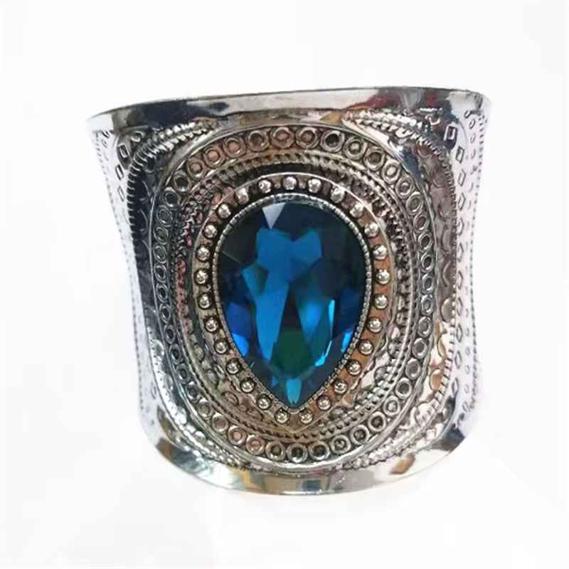 Ornate Stone Cuff Bracelet Vintage Bohemian Statement Piece