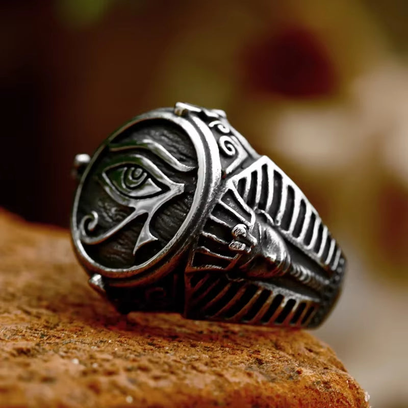 Eye of Horus Signet Ring 316L Stainless Steel – Ancient Egyptian Symbol (Men’s)