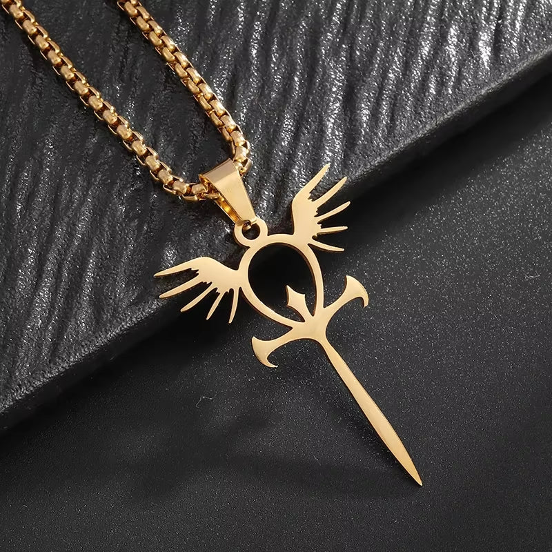 Stainless Steel Ancient Egyptian Ankh Cross Life Key Totem Necklace Men and Women Lucky Amulet Jewelry
