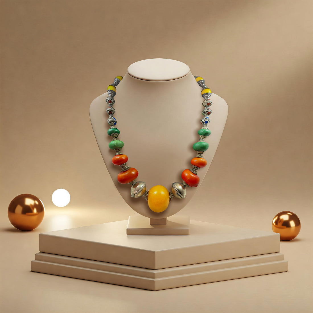 Tribal Heritage Statement Necklace Inspired by Traditional North African Craft