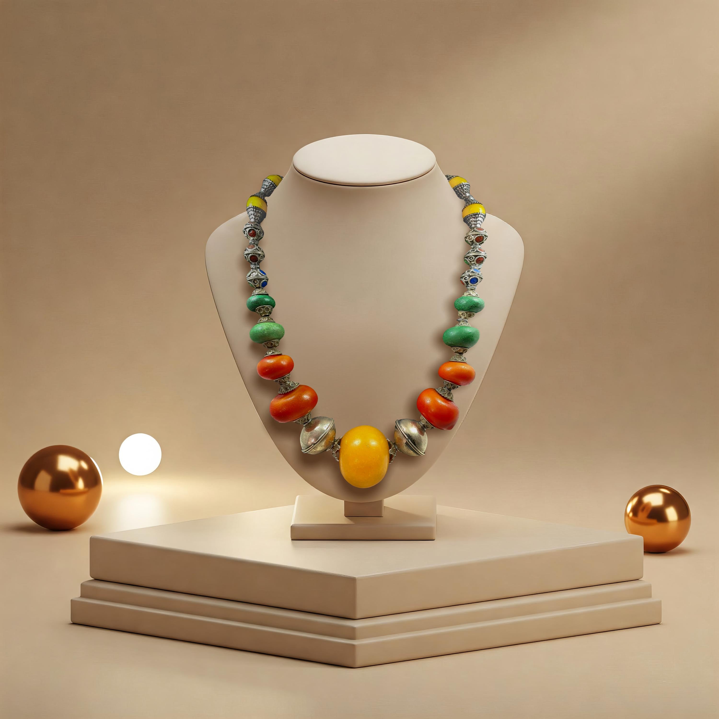 Tribal Heritage Statement Necklace Inspired by Traditional North African Craft