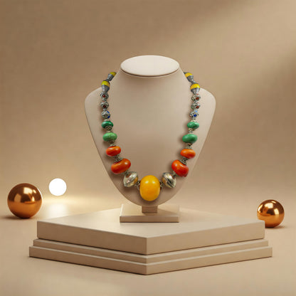 Tribal Heritage Statement Necklace Inspired by Traditional North African Craft